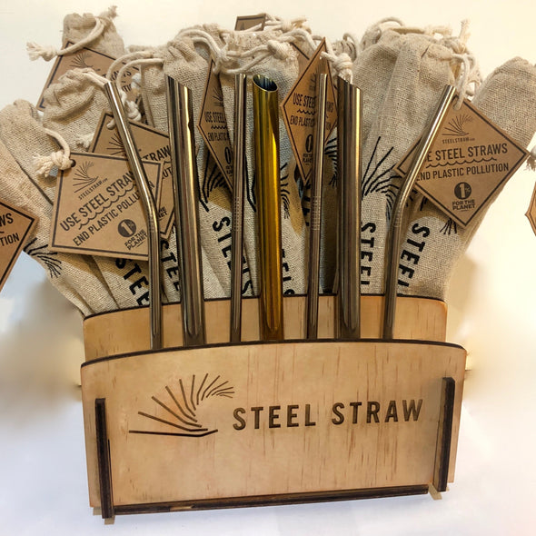Wood Merchandising Display for Metal Straws